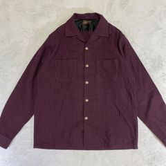 【The Stevenson Overall.co】スティーブンソンオーバーオール　千鳥柄　コンチョボタン　オープンカラーシャツ　開襟シャツ　ワインレッド　サイズM ウール　コットン