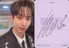 【中古】コレクションカード(男性) PENTAGON/シノン(Shin Won)/バストアップ・衣装黒・白・右向き・裏面紫・印刷サイン入り/CD「UNIVERSE：THE BLACK HALL」(DOWNSIDE ver.)封入特典フォトカード