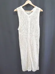 ◇ ⊂ ROSE BUD ローズバッド メッシュ ロング カーディガン ジレ サイズF ライトベージュ レディース E  【1505290035804】