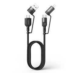 【在庫セール】4in1 充電ケーブル usb c 1.2m ケーブル 3A 急速充電 QC Mcdodo 3.0 PD60W 高速データ転送 合金コネクタ 強化ナイロン編み ライトニング/タイプC 一本多役 for Type-C/iPhone 対応 (ブラック