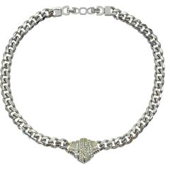 極美品/現行✨DIOR シルバー ネックレス 喜平 極太 ラインストーン 