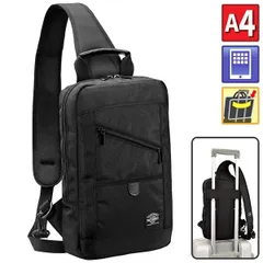 【特価】ワンショルダーバッグ サブバッグ A4書類対応 薄マチ タブレット収納可能 キャリーオン機能 旅行 街持ち 黒 かばん バック ばっぐ  P10 男性 メンズ 父の日 おすすめ かっこいい【QSM-100】【P10】