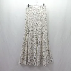 ◇ Θ MAJESTIC LEGON ウエストゴム 花柄 ロング丈 フレア スカート サイズＭ オフホワイト グレー レディース E  【1503050002264】