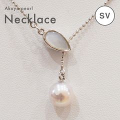 ［pearl549］8mm - 8.5mm Yスタイル クリップ型 ネックレス ホワイトピンク あこや真珠 シルバー 白蝶貝