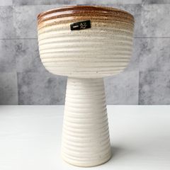 一好 花瓶 高台鉢 花器 陶器 焼物 フラワーベース 水盤 水盆 生け花 白 ホワイト