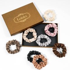 8本セット ヘアゴム リボン 大人 シルク光沢 シュシュ 立体感 おしゃれ Lolalet 髪留め