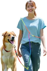 Fun Time For Dogs 犬 リード 肩掛リード ショルダー ハンズフリー 犬用 ロープ 2.8m 12mm 中型犬 大型犬 多機能 たすき掛け(Rainbow,  太さ12ミリメートル)のサムネイル