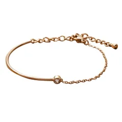 【ピンクゴールド × ワンサイズ】[Cream dot. クリームドット公式] バングル レディースステンレス製 金属アレルギー つけっぱなし サージカルステンレス チェーン メタル 一粒ビジュー 切り替え MIXデザイン 大人