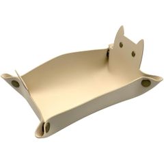 FJmark レザートレイ 猫 小物入れ 収納トレー 鍵 時計 指輪 アクセサリー (ホワイト)