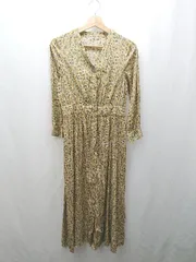 ◇ ⊂ le.coeur blanc ルクールブラン 花柄 長袖 ロング ワンピース サイズ38 キャメル系 レディース E  【1503060042564】