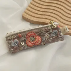 インド刺繍リボン　ミニポーチ　リップケース
