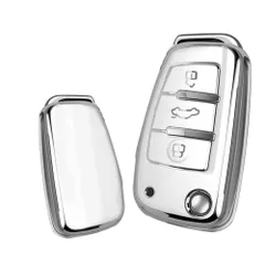 【在庫処分】[SANRILY] アウディ向けの スマート キー ケース キーカバー キー保護 キーホルダー アウディ向けのTT A1 A3 Q2 Q3 R8 S3 S6 専用 高級 TPUシリコン スタイリッシュ 汚れ 滑り 傷 防止 オシャレ リモコン ホワ