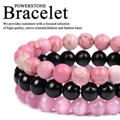 【お買い得3個セット】ブレスレット メンズ レディース 天然石 パワーストーン オニキス NEK 8mm アクセサリー 3連 プレゼント ギフト 厄除け 運気 アップ 7986719 (5)