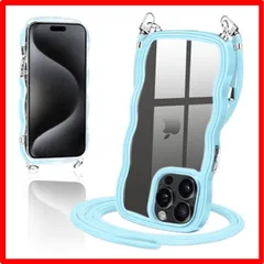 【匿名配送】 iPhone15 Pro Max_ブルー iPhone15 Pro Max ケース ショルダー クリア TPU カバー iPhone15pro m