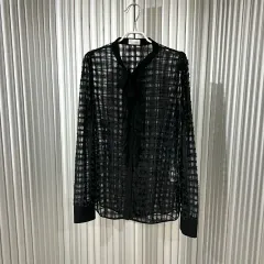VALENTINO シルク100 シアーシャツレオパード44