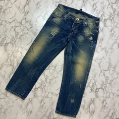 DSQUARED2 ディースクエアード クロップド デニム ダメージ ジーンズ ウォッシュ ペイント ジーパン メンズ 38 PAWNSHOPRiZ  パウンショップリズ