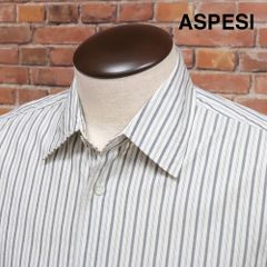 ASPESI/Sサイズ/カジュアル シャツ 5439 さらっと ストライプ 胸ポケット 定番 きれいめ 長袖 アスペジ 新品/白×グレー/kc359/