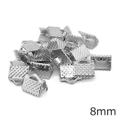 ワニカン シルバー 40個セット 8mm ワニ口 クリップ 銀 鰐口 紐留め ヒモ止め リボン留め アクセサリー パーツ ギザギザ レース留め 留め具 金具 金属 メタル エンドパーツ 手芸 ハンドメイド