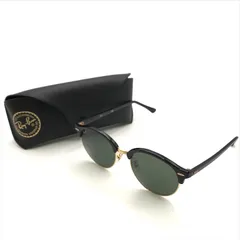 美品 Ray Ban レイバン クラブラウンド サングラス アイウェア RB4246F ブラック ゴールド ユニセックス ケース付 a8341