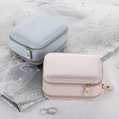 ジュエリーボックス アクセサリーケース 携帯用 鏡付き ジュエリー収納 アクセサリー 収納 指輪 ネックレス小物入れ ボックス コンパクト 旅行用 収納 ケース