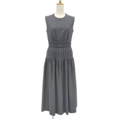 JIL SANDER ジルサンダー タック プリーツ ワンピース ノースリーブ レディース ウール グレー 36 00's