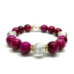 12mm 四神獣銀彫水晶×ピンクタイガーアイ パワーストーン ブレスレット天然石 運気上昇 開運  [24] 恋愛運 お守り 青龍 白虎 玄武 朱雀　[24] （ゴールド）メンズ・レディース　男性・女性　数珠ブレス　開運  [24] 