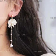 タッセルイヤリング ロングスタイル シンプルなパールイヤークリップ 丸い面に適しています ファッショナブルでシンプル