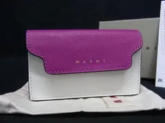 ■新品■未使用■ MARNI マルニ レザー カードケース カード入れ 名刺入れ レディース ホワイト系×パープル系 BK5056のサムネイル