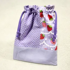給食袋 巾着 コップ袋 小物入れ 歯ブラシ袋 小学校 花柄 イチゴ ストロベリー