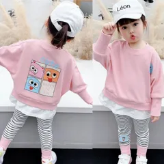 キッズ モンスターセットアップ 韓国子供服 レギンス トレーナー ピンク