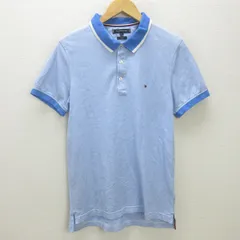 H■トミーヒルフィガー/TOMMYHILFIGER SLIM FIT 鹿の子地 半袖ポロシャツ【M】水色/MENS■22【中古】