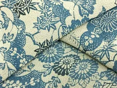新品正絹藍染切嵌立波花文鬼しぼ縮緬⑨( 訪問着、留袖、袋帯など