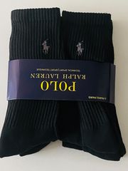 POLOメンズソックス6足セット ブラック　クルー丈 フリーサイズ 通気性抜群 シンプルデザイン 快適な履き心地 日常使いに最適！