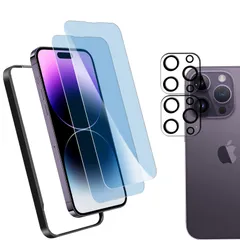 【数量限定】用の（2枚入り）ガラスフィルム+（2枚入り）カメラフィルム Max iPhone14 Pro Pro max 6.7 用の 93%】【目の疲れ軽減】iPhone14 液晶保護 フィルム 【ブルーライトカット 保護ガラス レンズ保護フィルム