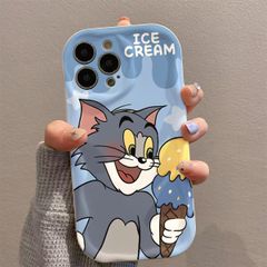 トムとジェリーのトム　 iPhone 13/14/15/16 ケース TPUカバー りんご デザイン おしゃれ 可愛い 薄型 軽量 耐衝撃
