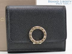 【新品同様】ブルガリ　BVLGARI　ブルガリブルガリ　ロゴクリップ　三つ折り財布　コンパクト財布　ブラック　グレインカーフレザー　288648