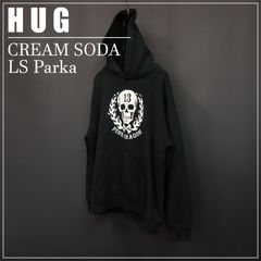 人気☆HUG ヘブンアンダーグランド 長袖プリントパーカー クリームソーダ ピンクドラゴン スカル 両面 SIZE L ブラック 希少デザイン