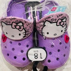 ハローキティ　サンダル　クロックス　女の子　キッズ　18cm　パープル　キティちゃんサンダル
