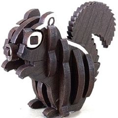 パズル造形　ミニチュア動物「シマリス」　シート貼りＭＤＦウォルナット（濃茶）