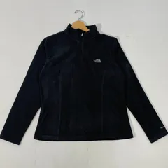 THE NORTHFACE/ザノースフェイス ハーフジップフリースジャケット レディース ライトアウター ワンポイント刺繡 オーバーサイズ ビックシルエット インドネシア製 WOMEN'S XLサイズ ブラック