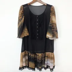 #snc 伊太利屋 チュニック 9 黒 茶 フリル レース シースルー レディース [855274]のサムネイル