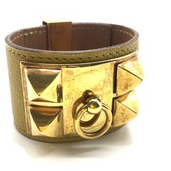 エルメス コリエドシアン ゴールド金具 バングル レザー イエロー系 HERMES ABランク 中古