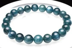 【１点物】高品質天然色◇グリーンブルー ブルーグリーンカイヤナイト　8.5mm　ブレスレット パワーストーン 天然石 _U7519