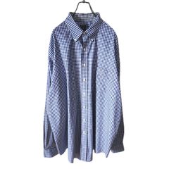 Brooks Brothers ブルックスブラザーズ ノンアイロン 長袖ボタンダウンシャツ  青白チェック メンズ XXLサイズ相当