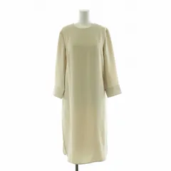 プラステ PLST 23SS ダブルサテンサックワンピース ストレッチ 七分袖 Iライン ミモレ ロング S アイボリー 12-3105019 /NQ