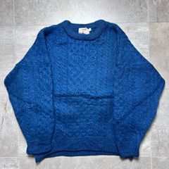 Islander   ニット  ピュアラムウール100%  L size  ブルー  青  アイルランド製  セーター 柄  古着