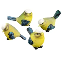NOELAMOUR ガーデニング 置物 鳥 4羽 樹脂 可愛い 動物 ガーデンオーナメント オブジェ 小鳥 (イエロー4羽) [イエロー4羽]