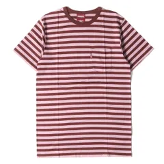 美品 HideandSeek ハイドアンドシーク Tシャツ ボーダー ポケット バーガンディー ピンク M トップス シンプル カジュアル ブランドのサムネイル