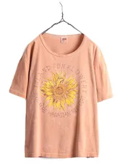 【お得なクーポン配布中!】 90s USA製 カスタムメイド ひまわり アート プリント Tシャツ L 花