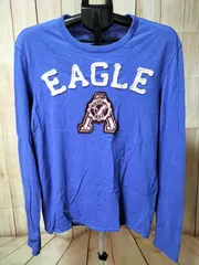 AMERICAN EAGLE OUTFITTERS アメリカンイーグル ワッペンロゴ ロンT ブルー M コットン 長袖Tシャツ